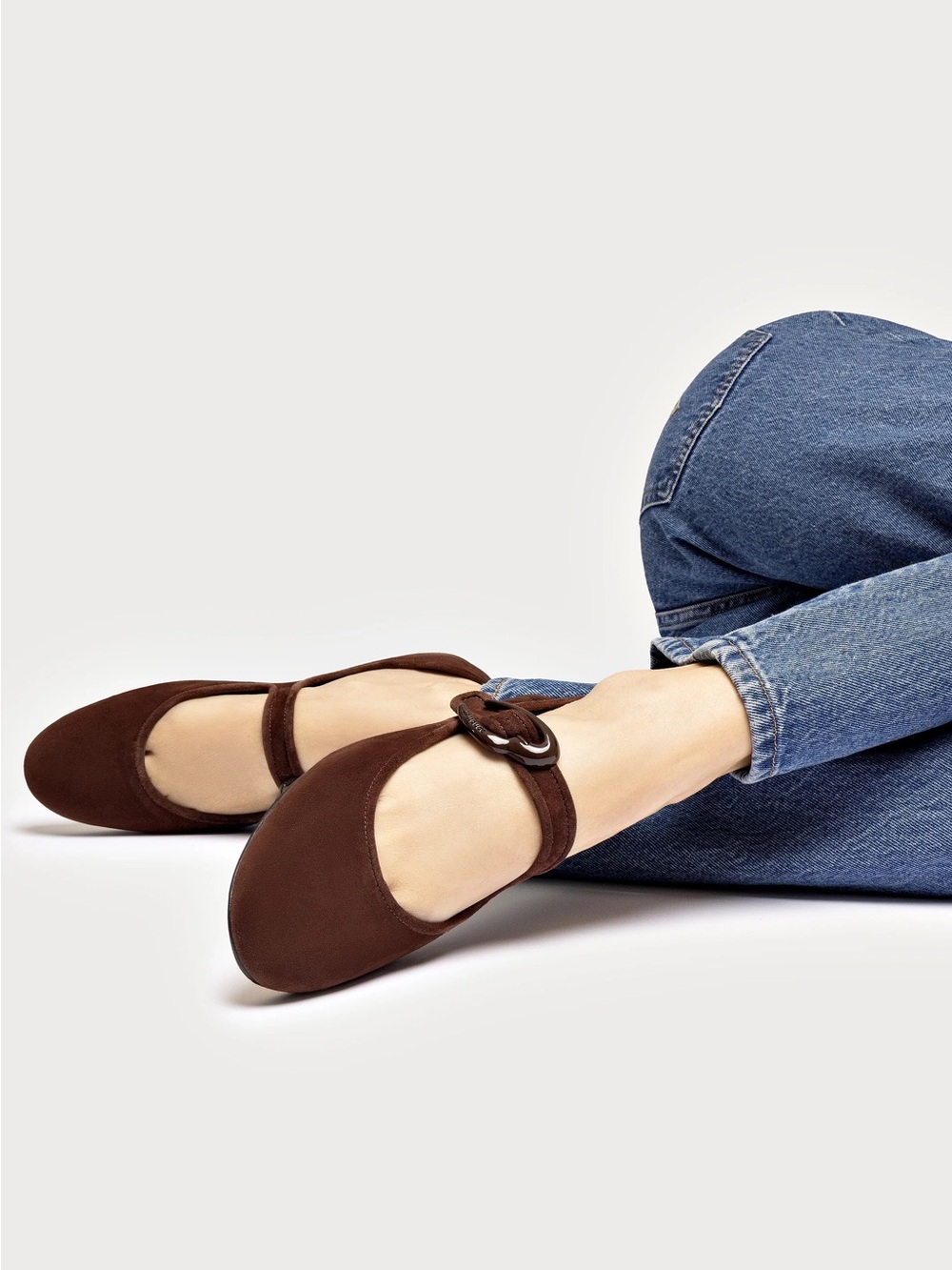 Larroude Verona Chocolate Brown Mary Jane Flats with Decorative Heart Buckle 9 - Picture 1 of 1